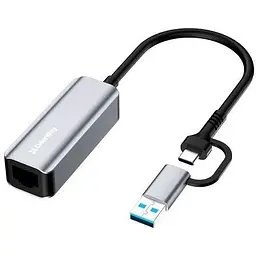 Мережевий адаптер ColorWay USB 3.0 / Type-C - Gigabit Ethernet, Grey (CW-AD-CRG)