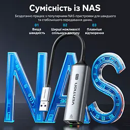 Ethernet-адаптер Vention зовнішня мережева карта USB-A на RJ45 до 2,5 Гбіт/с для швидкості понад 1 Гбіт/с потрібен кабель Cat6 або вище без налаштування у Windows 11 та macOS із захистом від короткого замикання та перенапруги алюмінієвий корпус для відведення тепла вбудований кабель 0,15 м сірий (CFSHB) - мініатюра 13