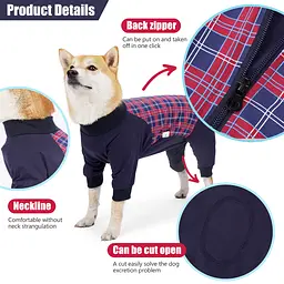 Комбінезон/попона для собак DoubleWin Recovery Suit Plaid Red - мініатюра 3