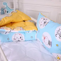 Набір антиалергенний MirSon зима Kids Time 20-0044 Cats and bunnies 140x205 см бавовна: ковдра з подушкою (2200009666476) - мініатюра 2