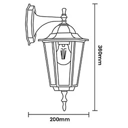 Настінний ретро-ліхтар Lumiled Bellis, чорний мат, спрямований вниз - мініатюра 6