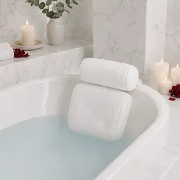 М'яка ергономічна SPA-подушка для ванни з присосками та підтримкою голови і шиї, 30х36х10 біла KT9001301 - мініатюра 9