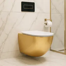 Підвісний унітаз Rea Carlo Mini Tornado NF безободковий 49x36,5 см gold із кришкою white REA-C6808 - мініатюра 2
