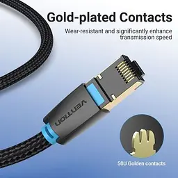 Патч-корд 5м, S/FTP cat 8 RJ-45 COPPER black Vention (IKGBJ) - мініатюра 7