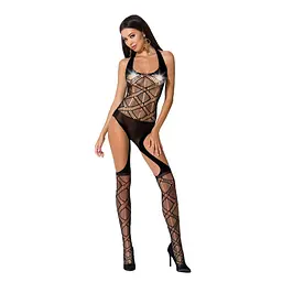Бодістокінг Passion BS060 комбінезон імітація трусиків та гольфиків S/M/L black - мініатюра 3