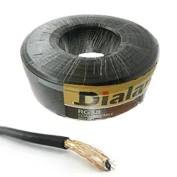 Кабель коаксіальний Dialan RG58U 0.8 мм 50 Ом 100м (жовтий екран + чорний)