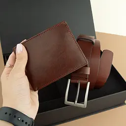 Подарунковий чоловічий набір Handycover 2511 (портмоне та ремінь) коричневий в коробці - мініатюра 5