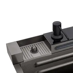 Кухонна мийка Kroner KRP Schwarze - SET7546ARTHM PVD (3.0/0.8 мм) CV033375, Чорний - мініатюра 10