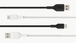 Кабель Belkin USB-A > USB-C заряджання/синхронізації 1м, 15Вт, Type-C, плетений, білий teh0013688 - мініатюра 3