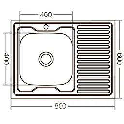 Кухонна мийка накладна Zerix Z8060L-04-160E satin ZX1618, Нержавіюча сталь - мініатюра 3