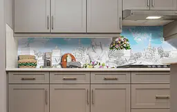 Кухонний фартух Мармурове місто вінілова наклейка ПВХ скульптури Блакитний Happy Pocket Z181372 - мініатюра 5