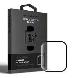 Захисне скло 3D для Apple Watch Series 6/5/4/SE 40 мм, Supreme Black Icon, прозоре, на весь екран, глянцеве, з олеофобним покриттям, просте встановлення, не залишає слідів, ArmorStandart (ARM77082)