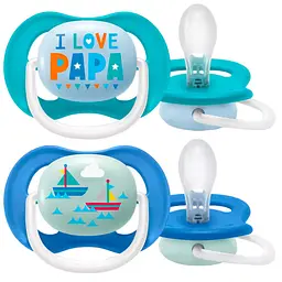 Пустышка Philips Avent Ultra Air I love для мальчика, 6-18 месяцев, 2 шт. (SCF080/03)