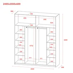 Шафа купе Doros G-Caiser Графіт/Графіт 2 ДСП / 3 частини 200х60х240 (42005230) - мініатюра 8