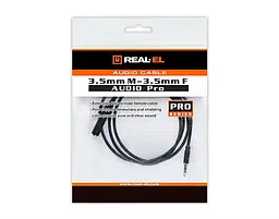 Аудіо-кабель REAL-EL Audio Pro 3.5 мм - 3.5 мм (M/F), 1 м, чорний (EL123500041) - мініатюра 2