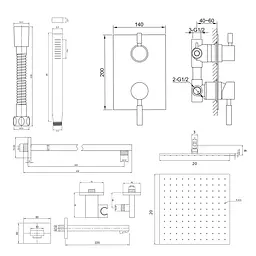 Душева система Kohlman Roxin 20 chrome + BOX прихованого монтажу KPL-QW211RQ20, Хром - мініатюра 2