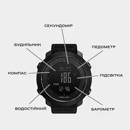Наручний годинник чоловічий з компасом North Edge Apache 5BAR Чорний (2306) - миниатюра 6