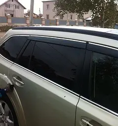 Дефлектори вікон вітровики для Subaru Outback 2009-2015 З молдингом Хром - мініатюра 4