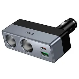 Адаптер автомобильный HOCO Smart dual cigarette lighter PD car charger Z65B 1USB/1Type-C/2DC, 240W, PD/QC