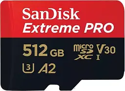 SanDisk Карта пам'яті microSD 512GB C10 UHS-I U3 R200/W140MB/s Extreme Pro V30 + SD