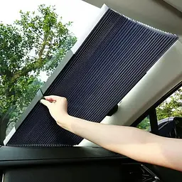 Сонцезахисна шторка на лобове скло авто 70×155 см, сірий, з присосками - мініатюра 2