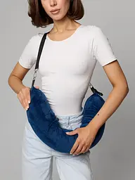 Подушка-чохол для ручної поклажі в літак Travel Pillow Bag 79×18 см, з ремінцями, синя - мініатюра 4