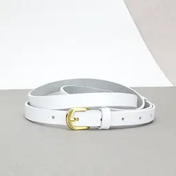 Ремінь шкіряний жіночий вузький білий HC-1562 (130 см)