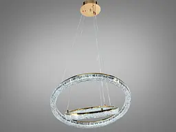 Сучасна підвісна LED люстра на 20 м2 Diasha 1712/600+400G, золото, 2 кільця, 70 W - мініатюра 5