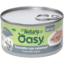 Вологий корм Oasy Cat Wet Natury для дорослих котів тунець з кальмарами 85 г