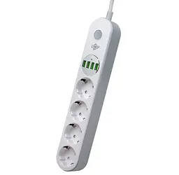 Мережевий фільтр-подовжувач LogicPower F24USB4, 4 розетки, 4 USB-порти, 2 м, з вимикачем - мініатюра 2