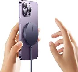 Бездротовий зарядний пристрій Baseus Simple Xiaomini3 Magnetic Wireless Charger 15W CCJJ040205 Purple - мініатюра 4