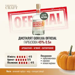 Дистилят Gorilka Official преміальний Гарбузовий 45% 0.5 л - мініатюра 5