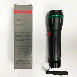 Ліхтар ручний LED 7083 на батарейках ААА з функцією масштабування Чорний - мініатюра 4