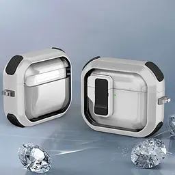 Футляр протиударний Locking Button для навушників Airpods 3 White - мініатюра 4
