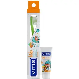 Щітка зубна Vitis Kids + Vitis Kids пробник зубного гелю 8 мл салатова - мініатюра 2
