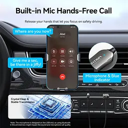 Автомобільний аудіоприймач AUX TRS 3.5мм USB Bluetooth 5.4 Coiled Cable 1.5M Gray Zinc Alloy - мініатюра 5