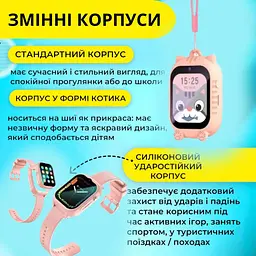 Смарт годинник дитячий A1 з відеодзвінком HD-камерою та GPS 2 змінних корпуса в комплекті Рожевий (KW2-A1-Pink) - мініатюра 5
