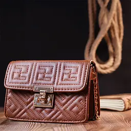 Компактна жіноча сумка з еко-шкіри на плече Vintage 18705 коричнева - мініатюра 8