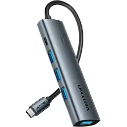 Хаб USB Vention 3.0 Type-C -> 4xUSB 3.0/1xUSB-C 5Gbps Black (TGZHB)