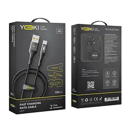 Кабель для заряджання та обміну даними USB Yoki YK-LE17 LED Series USB/Type C 60W 3A/20V 1.2 m Black - мініатюра 2