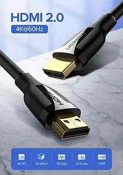 Кабель відео Ugreen HDMI 2.0 4K 3D 1М Black (ED030) - мініатюра 2