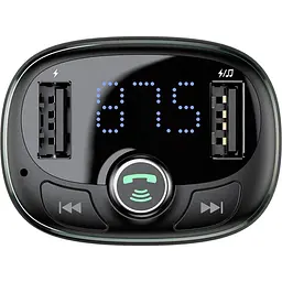 Автомобільний зарядний пристрій Baseus FM Launcher S-09 2.4A 2USB black (CCMT000301) - мініатюра 2