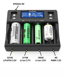 Зарядний пристрій LiitoKala Lii-D4XL для акумуляторів АА, ААА, 18650, 21700, 26650, 32700 Li-ion, Ni-MH, Ni-Cd, LiFePO4, Крона 9В (19420) - мініатюра 6