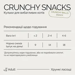 Ласощі хрумкі Savory Cats Snacks Crunchy Balls Для дорослих вибагливих котів кульки з котячою м'ятою 60 г - мініатюра 5