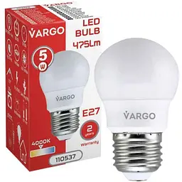 Лампа світлодіодна VARGO 5W E27 G45 4000K 220V (V-110537)