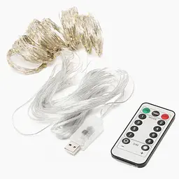 Світлодіодна гірлянда-завіса USB 200 LED 3x2м з пультом Блакитний (47719-708_214) - мініатюра 9