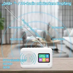 Цифрове DAB-радіо LFF з FM, Bluetooth, кольоровим дисплеєм, для кухні, працює від кабелю або батарейок - мініатюра 5