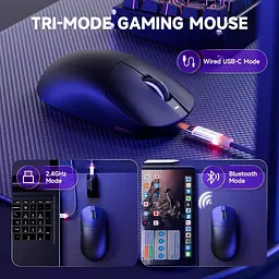 Бездротова миша ATTACK SHARK X8 Pro PAW 3395PRO Sensor,40K DPI,8K 2.4G/USB-C з кабелем/Bluetooth Чорна - мініатюра 7
