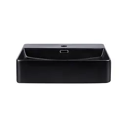 Умивальник Qtap Nando LT підвісний прямокутний 500x420x120 мм Black matt + донний клапан PU03O, Чорний матовий - мініатюра 3