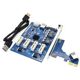 Cпліттер-розгалужувач-хаб Voltronic PCI-e x 1 на 3 порту х 1, BOX - мініатюра 2
